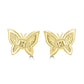 Pendientes de oro amarillo de 14 quilates con forma de mariposa y diamantes blancos