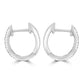 White Diamond Baguette & Round 14 Karat White Gold Fashion Huggie Hoop Earrings