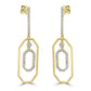 Stylish White Diamond Round 14K Gold Fancy Dangle Drop Earrings