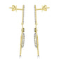 Stylish White Diamond Round 14K Gold Fancy Dangle Drop Earrings