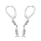 18k White Gold Dangle Drop Earrings  Ruby Round & Diamond Baguette