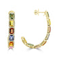 Multi Sapphire Emerald & Diamond 12.30 Carat 14 Karat Yellow Gold Drop Earring