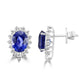 18K Gold Fancy Earring Ceylon Blue Sapphire Oval, Round & Marquise  Natural Diamonds