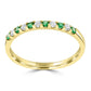 11 Stone Emerald And White Diamond Round In 18K Yellow Gold Engagement Band Ring