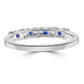 Blue Sapphire White Diamond Round 18K Gold Fashion Engagement Band Ring