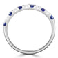 Blue Sapphire White Diamond Round 18K Gold 11 Stone Engagement Band Ring