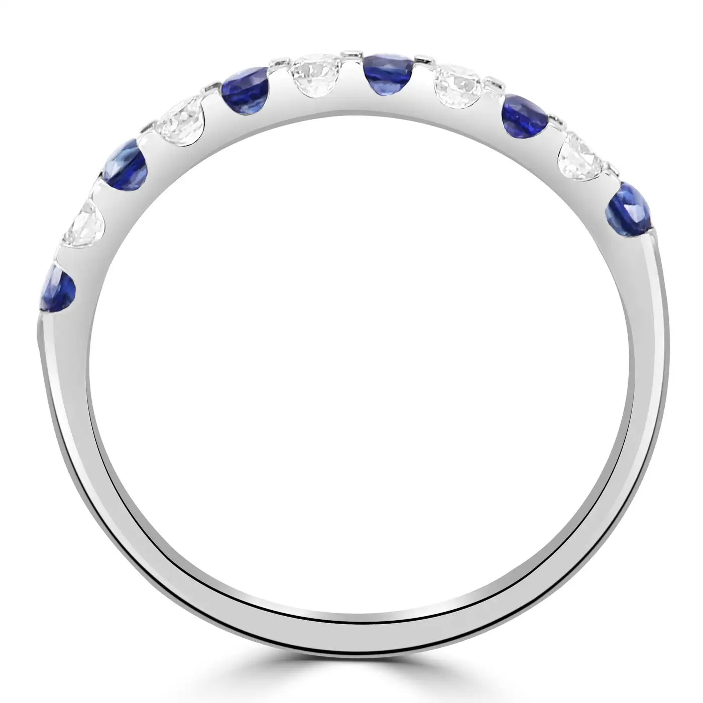Anillo de compromiso de oro de 18 quilates con 11 piedras y zafiro azul y diamantes blancos