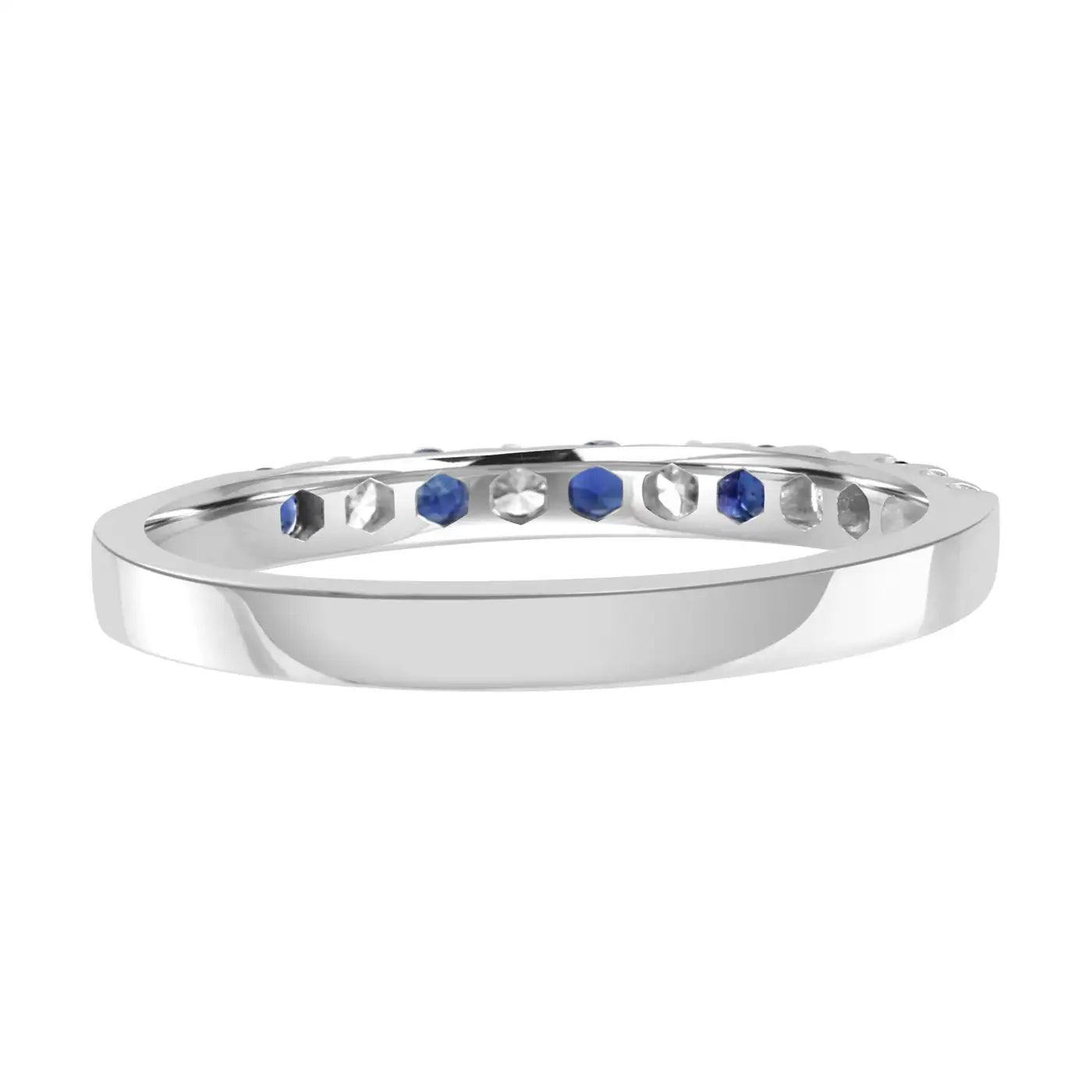 Anillo de compromiso de oro de 18 quilates con 11 piedras y zafiro azul y diamante blanco redondo