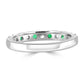 11 Stones Emerald And White Round Diamonds In 18K Gold Engagement Band Ring