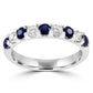 6 Blue Sapphires And 5 White Diamond In 18K Gold Engagement Band Ring