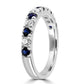 Blue Sapphire White Diamond Round 18K Gold Engagement Band Ring