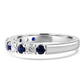 Blue Sapphire White Diamond Round 18K Gold Engagement Band Ring