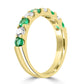 Emerald White Diamond Round 18K Gold 9 Stone  Engagement Band Ring