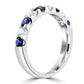 Anillo de compromiso de oro de 18 quilates con zafiros azules y diamantes blancos (9 piedras) 