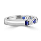 Blue Sapphires And White Diamond 18K Gold -9 Stone Engagement Band Ring