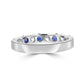 Blue Sapphires And White Diamond 18K Gold -9 Stone Engagement Band Ring