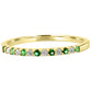 Emerald And White Diamond Round In 18K Yellow Gold 13 Stone Engagement Band Ring