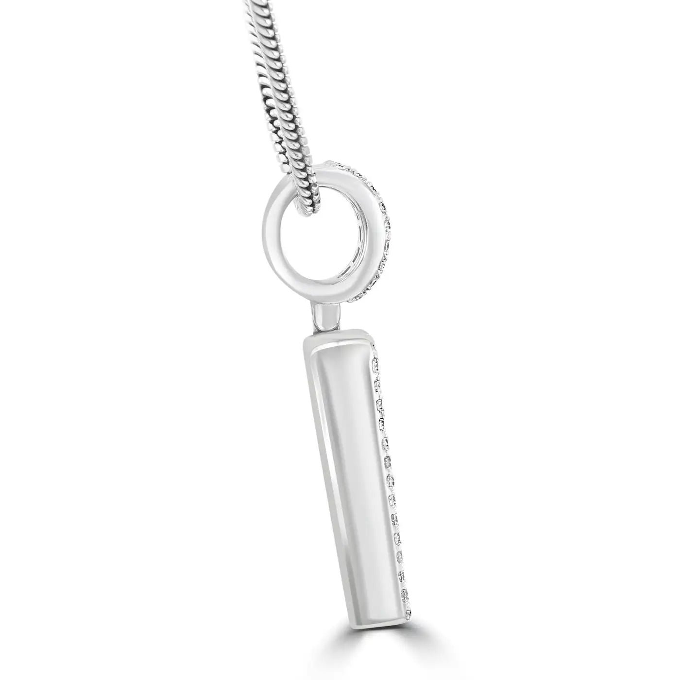 Pendant Letter "D"  Baguette & Round White Diamonds 14K White Gold