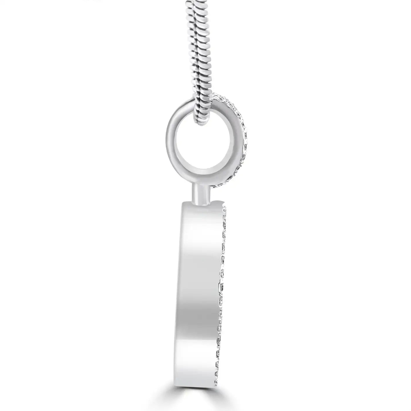 Pendant  Letter "C" 18K White Gold With Baguette & Round Natural Diamonds.