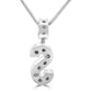 Pendant Letter "S"  Baguette & Round Diamonds 18K White Gold.