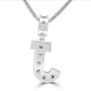 Pendant 18K White Gold Letter "J" White Diamond Baguette & Round