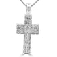 White Diamond Baguette and Round 14K Gold Cross Statement Pendant