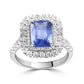 18K Bridal Engagement Ring Ceylon Sapphire Radiant Cut With White Rounds Diamond