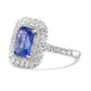 18K Bridal Engagement Ring Ceylon Sapphire Radiant Cut With White Rounds Diamond