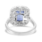 18K Bridal Engagement Ring Ceylon Sapphire Radiant Cut With White Rounds Diamond