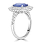 18K Bridal Engagement Ring Ceylon Sapphire Radiant Cut With White Rounds Diamond