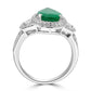 Anillo nupcial de oro de 18 quilates con halo de tres piedras y diamantes blancos redondos en forma de pera y esmeralda