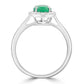 Emerald Oval White Diamond Round 18K Gold Engagement Classic Halo Ring