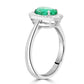 Emerald Oval White Diamond Round 18K Gold Engagement Classic Halo Ring