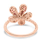 Ruby Round White Diamond 14K Rose Gold Flower Shape Cocktail Ring