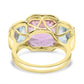 Kunzite Emerald Cut Aquamarine 14K Gold Three Stone Bezel Ring