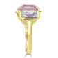 Kunzite Emerald Cut Aquamarine 14K Gold Three Stone Bezel Ring