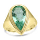 Muzo Colombian Emerald Pear Shape Bezel Set 14K Gold Engagement Ring