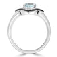 Aquamarine Oval Diamond Round 14K Gold Art Deco Enamel Engagement Ring