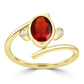 Fire Opal Oval With TwoRound  White Diamond 14K Yellow Gold Engagement Swirl Bezel Ring