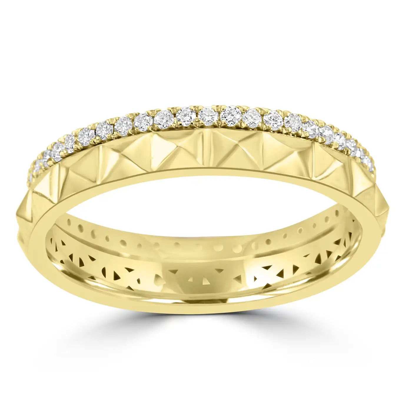 White Diamond Round 14K Gold Engagement Stackable Eternity Ring