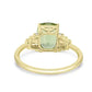 Peridot White Diamond Round 14K Gold Engagement Cocktail Ring