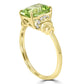 Peridot White Diamond Round 14K Gold Engagement Cocktail Ring