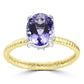 Tanzanite White Diamond 14K Gold Engagement Rope Style Shank Ring