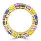 Multi-Color Sapphire Ovals 18K Yellow Gold Eternity Fashion Ring