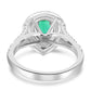 Bridal Engagement Ring - Emerald Pear & White Round Diamonds 18K Gold