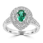 Bridal Engagement Ring - Emerald Pear & White Round Diamonds 18K Gold