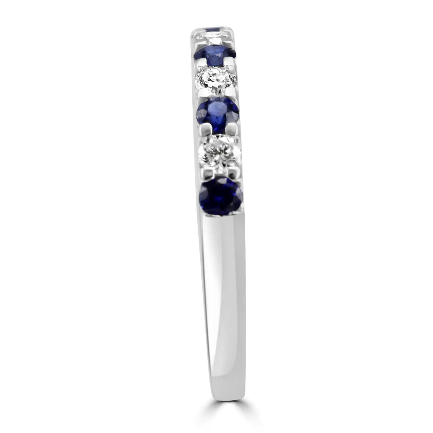 Anillo de compromiso de oro de 18 quilates con 11 piedras y zafiro azul y diamantes blancos