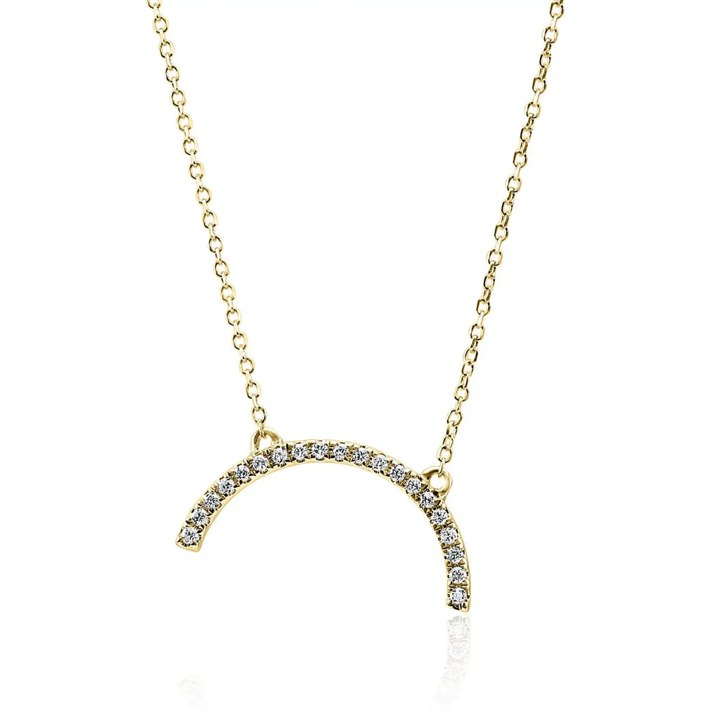 White Diamond Round 14K Gold Fancy Pendent Chain Drop Necklace