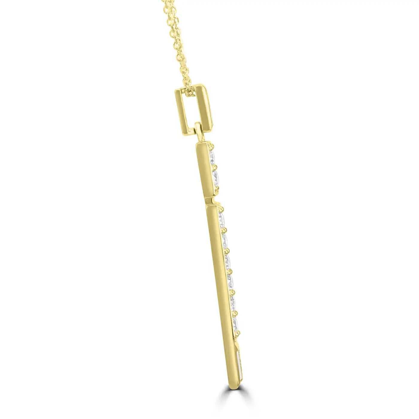 White Diamond Round 14K Gold Drop Chain Pendent Necklace