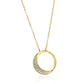 14K Yellow Gold Pendant Necklace With White Round Diamonds "Circle Of Life"